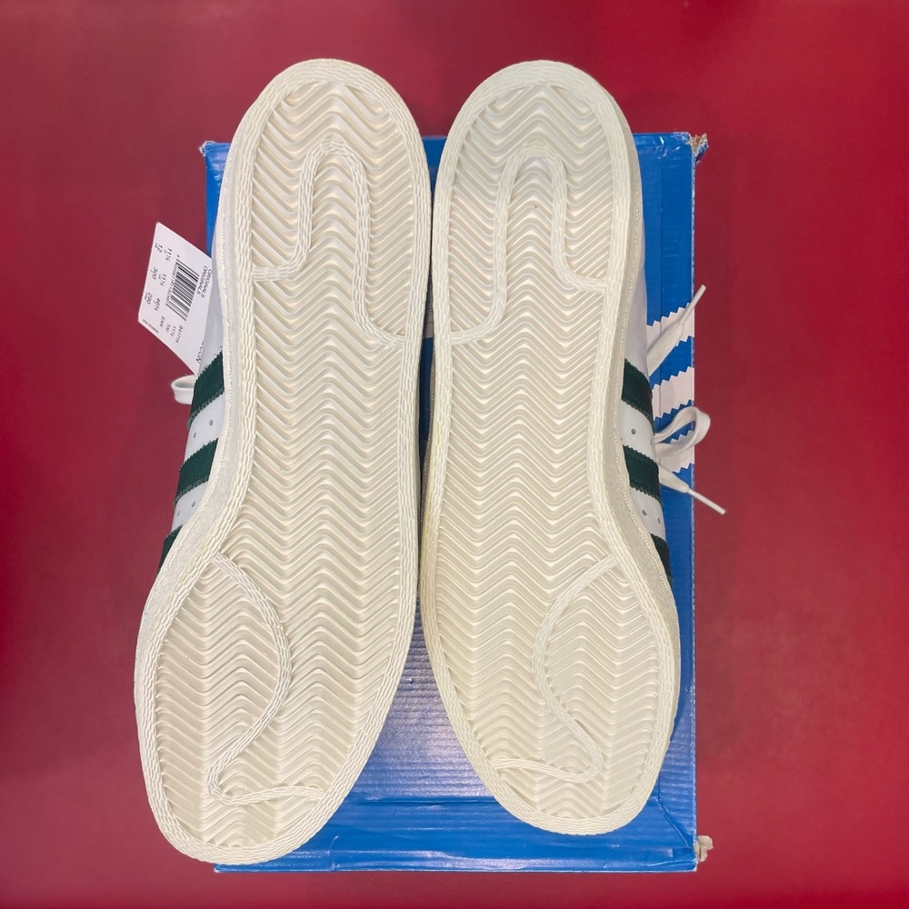 Adidas Superstar 80s Recon US 12, Crystal White/Collegiate Green. Leather NIB - Picture 6 of 7